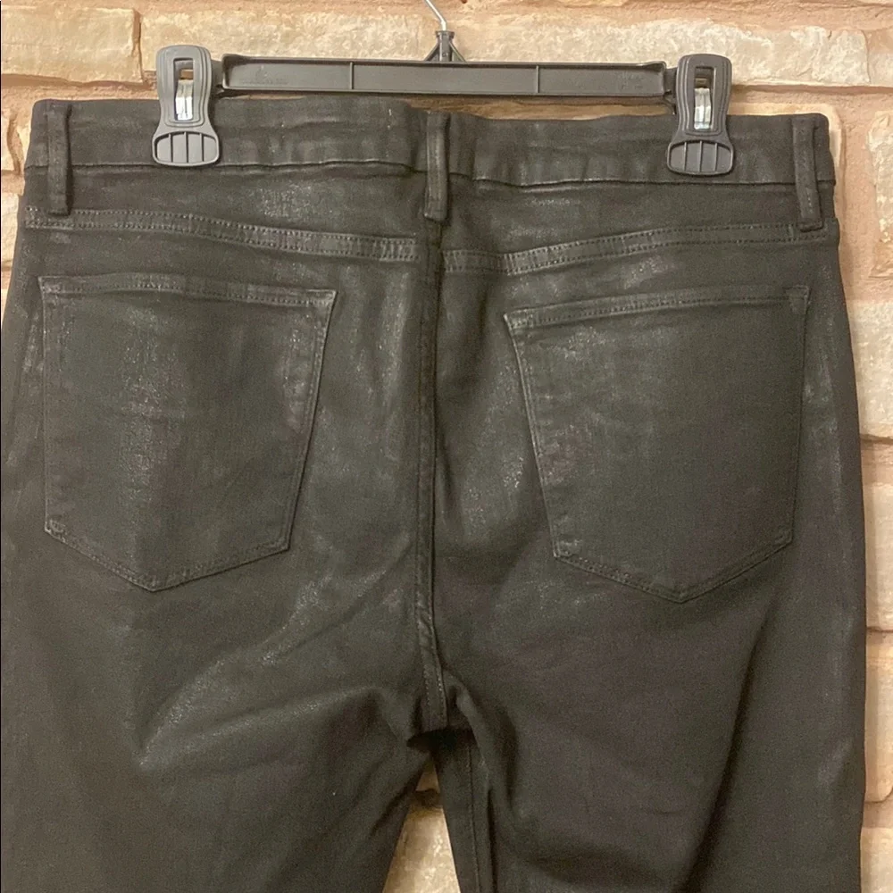 Frame Le Mini Boot in Noir Coated Black Bootcut Stretch Jeans 32 - Picture 10 of 15